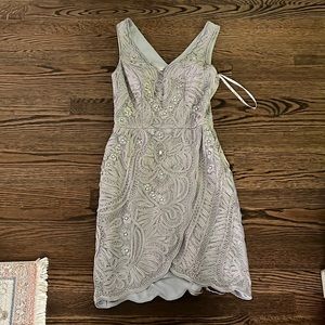 Silver beaded cocktail dress